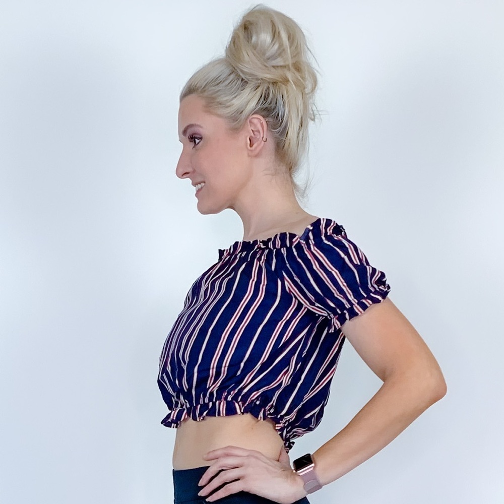 Blue Striped Crop Top - Picture 7 of 8
